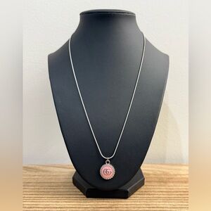 Upcycled Gucci Silver and Pink Logo Pendant on 20unch Necklace Chain